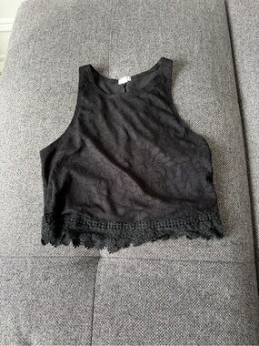 Garage Black Lace Cropped Tank Top